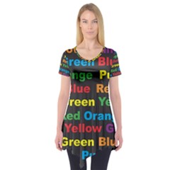 Red Yellow Blue Green Purple Short Sleeve Tunic  by Salman4z