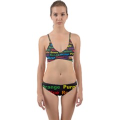 Red Yellow Blue Green Purple Wrap Around Bikini Set by Salman4z