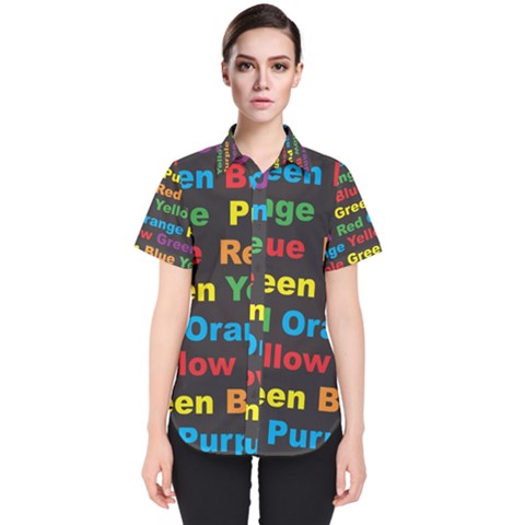 Red Yellow Blue Green Purple Women s Short Sleeve Shirt by Salman4z