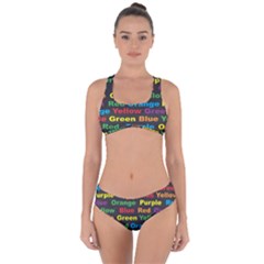 Red Yellow Blue Green Purple Criss Cross Bikini Set by Salman4z