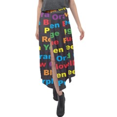 Red Yellow Blue Green Purple Velour Split Maxi Skirt by Salman4z