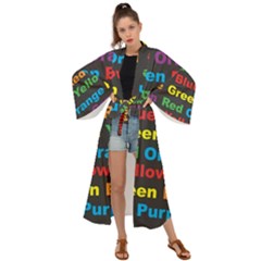 Red Yellow Blue Green Purple Maxi Kimono by Salman4z