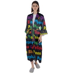 Red Yellow Blue Green Purple Maxi Satin Kimono by Salman4z