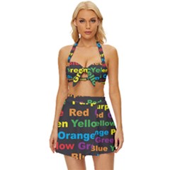 Red Yellow Blue Green Purple Vintage Style Bikini Top And Skirt Set  by Salman4z