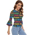 Red Yellow Blue Green Purple Bell Sleeve Top View3