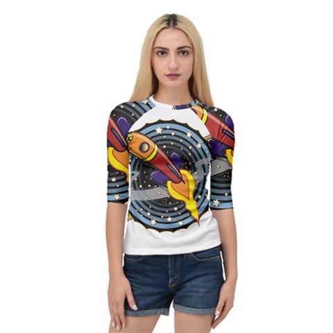 Rocket Space Clipart Illustrator Quarter Sleeve Raglan Tee by Salman4z