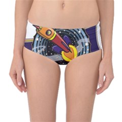 Rocket Space Clipart Illustrator Mid-waist Bikini Bottoms by Salman4z