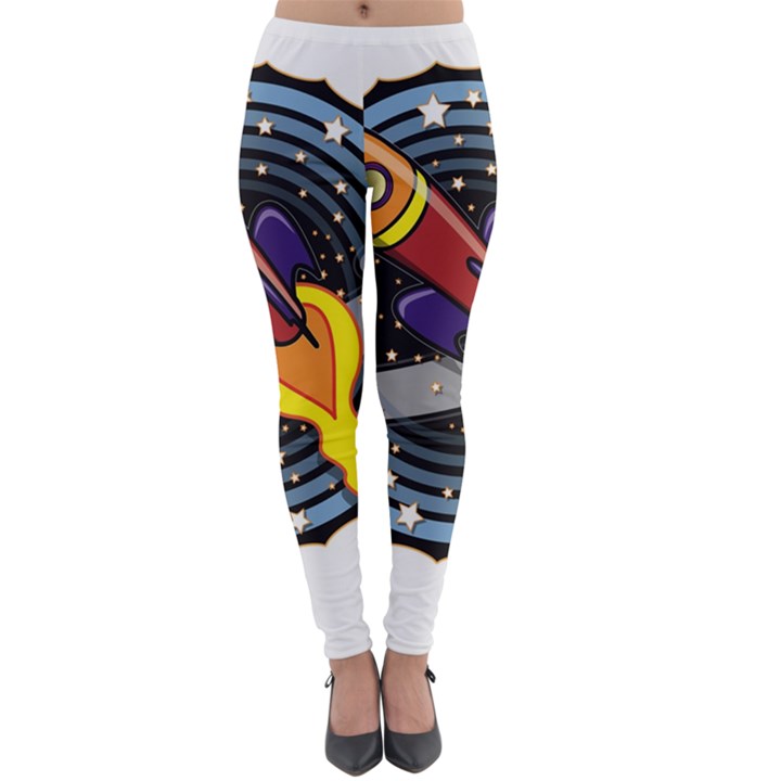 Rocket Space Clipart Illustrator Lightweight Velour Leggings