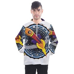 Rocket Space Clipart Illustrator Men s Half Zip Pullover