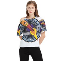 Rocket Space Clipart Illustrator One Shoulder Cut Out Tee by Salman4z