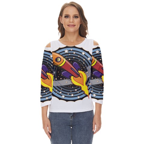 Rocket Space Clipart Illustrator Cut Out Wide Sleeve Top by Salman4z