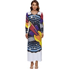 Rocket Space Clipart Illustrator Long Sleeve Longline Maxi Dress by Salman4z