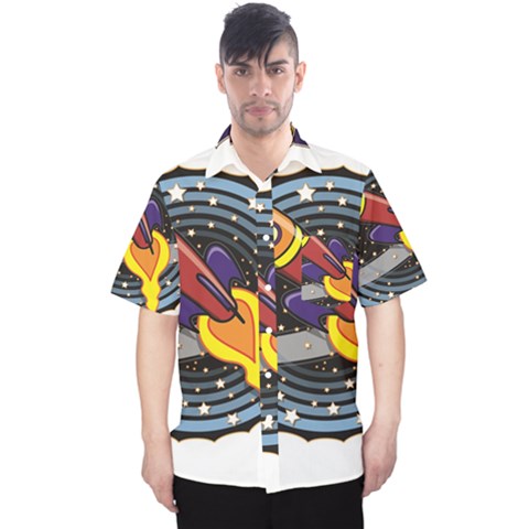 Rocket Space Clipart Illustrator Men s Hawaii Shirt by Salman4z