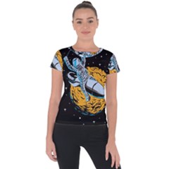 Astronaut Planet Space Science Short Sleeve Sports Top  by Salman4z