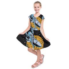 Astronaut Planet Space Science Kids  Short Sleeve Dress by Salman4z