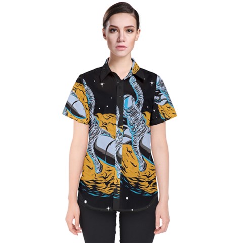 Astronaut Planet Space Science Women s Short Sleeve Shirt by Salman4z