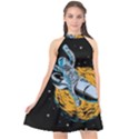 Astronaut Planet Space Science Halter Neckline Chiffon Dress  View1