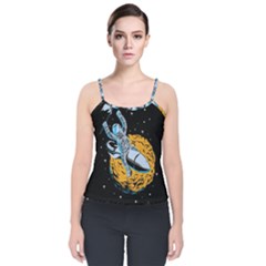 Astronaut Planet Space Science Velvet Spaghetti Strap Top by Salman4z