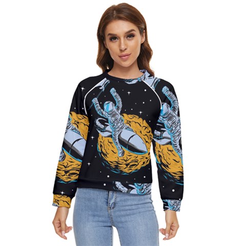 Astronaut Planet Space Science Women s Long Sleeve Raglan Tee by Salman4z