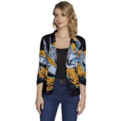 Astronaut Planet Space Science Women s One-button 3/4 Sleeve Short Jacket