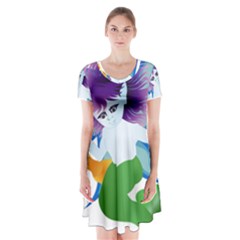 Mermaid Fantasy Undersea Merman Short Sleeve V-neck Flare Dress by Salman4z