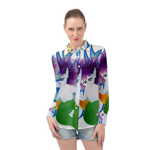 Mermaid Fantasy Undersea Merman Long Sleeve Chiffon Shirt by Salman4z