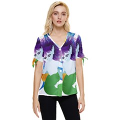 Mermaid Fantasy Undersea Merman Bow Sleeve Button Up Top by Salman4z