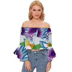 Mermaid Fantasy Undersea Merman Off Shoulder Flutter Bell Sleeve Top by Salman4z