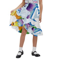 Mermaid Fantasy Undersea Merman Kids  Ruffle Flared Wrap Midi Skirt