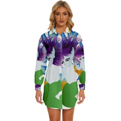 Mermaid Fantasy Undersea Merman Womens Long Sleeve Shirt Dress