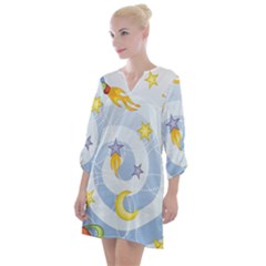 Science Fiction Outer Space Open Neck Shift Dress by Salman4z