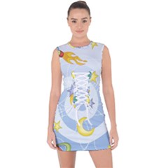 Science Fiction Outer Space Lace Up Front Bodycon Dress by Salman4z