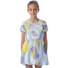 Science Fiction Outer Space Kids  Short Sleeve Pinafore Style Dress by Salman4z