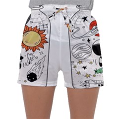 Astronaut Drawing Planet Sleepwear Shorts by Salman4z