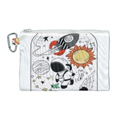 Astronaut Drawing Planet Canvas Cosmetic Bag (large) by Salman4z