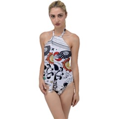 Astronaut Drawing Planet Go With The Flow One Piece Swimsuit by Salman4z