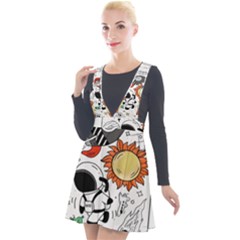 Astronaut Drawing Planet Plunge Pinafore Velour Dress by Salman4z