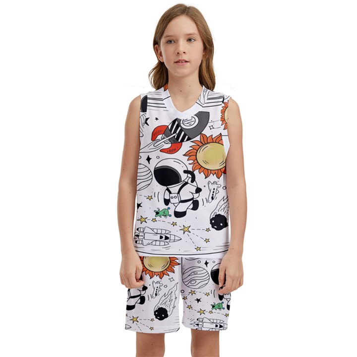 Astronaut Drawing Planet Kids  Basketball Mesh Set