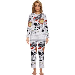 Astronaut Drawing Planet Womens  Long Sleeve Lightweight Pajamas Set by Salman4z