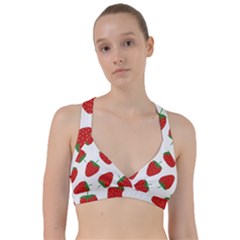 Seamless Pattern Fresh Strawberry Sweetheart Sports Bra by Salman4z