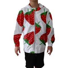 Seamless Pattern Fresh Strawberry Kids  Hooded Windbreaker by Salman4z