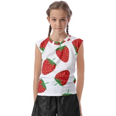 Seamless Pattern Fresh Strawberry Kids  Raglan Cap Sleeve Tee by Salman4z