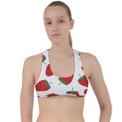 Seamless Pattern Fresh Strawberry Criss Cross Racerback Sports Bra by Salman4z