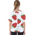 Seamless Pattern Fresh Strawberry V-Neck Dolman Drape Top View2