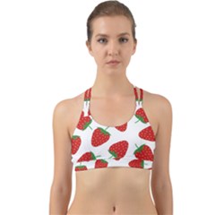 Seamless Pattern Fresh Strawberry Back Web Sports Bra by Salman4z