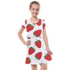 Seamless Pattern Fresh Strawberry Kids  Cross Web Dress by Salman4z