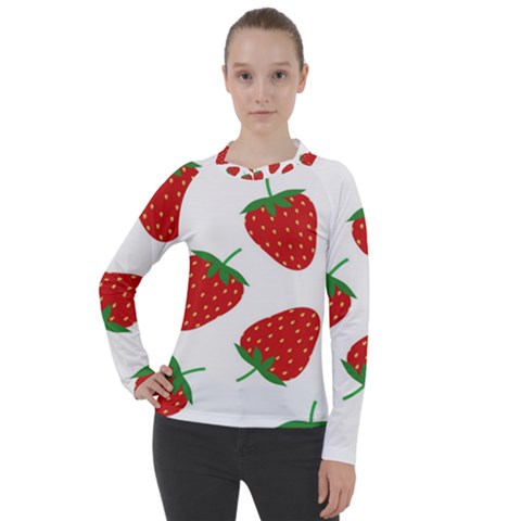 Seamless Pattern Fresh Strawberry Women s Pique Long Sleeve Tee by Salman4z