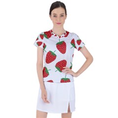 Seamless Pattern Fresh Strawberry Women s Sports Top by Salman4z