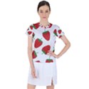 Seamless Pattern Fresh Strawberry Women s Sports Top View1