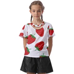 Seamless Pattern Fresh Strawberry Kids  Front Cut Tee by Salman4z